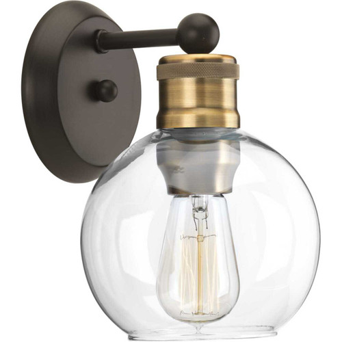 Hansford Collection One-Light Antique Bronze Clear Glass Coastal Bath Vanity Light (P300049-020)