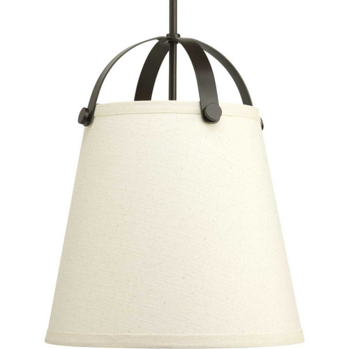 Galley Collection Two-Light Antique Bronze Linen Shade Coastal Pendant Light (P500046-020)