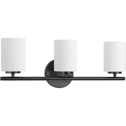 Replay Collection Three-Light Textured Black Etched Glass Modern Bath Vanity Light (P2159-31)