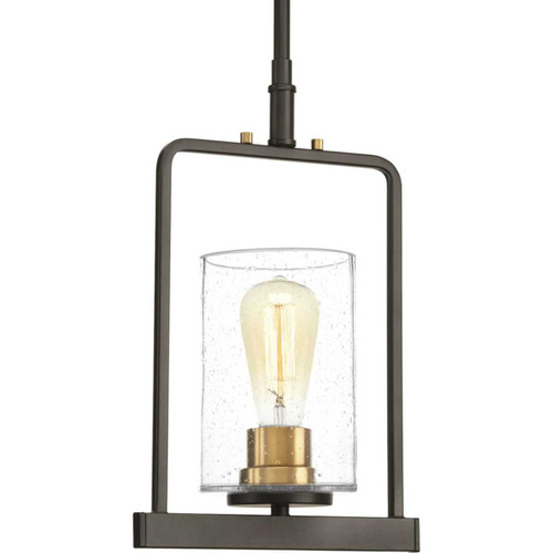 Looking Glass Collection One-Light Antique Bronze Clear Seeded Glass Global Mini-Pendant Light (P500042-020)