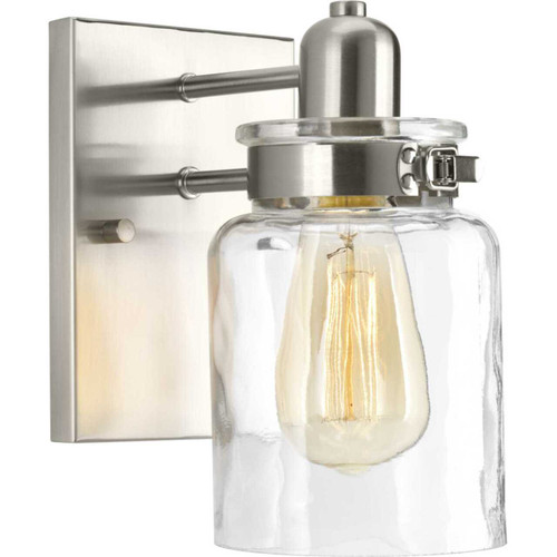 Calhoun Collection One-Light Brushed Nickel Clear Glass Farmhouse Bath Vanity Light (P300045-009)