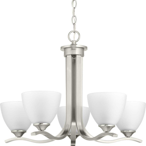 Laird Collection Five-Light Brushed Nickel Etched Glass Traditional Chandelier Light (P400063-009)