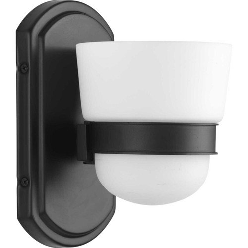 Index Collection One-Light Matte Black Etched Opal Glass Modern Bath Vanity Light (P300076-031)