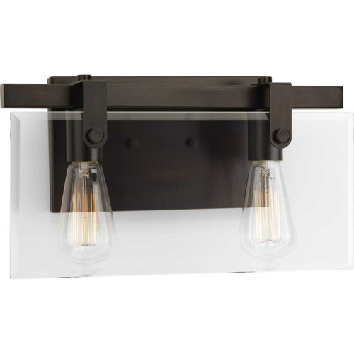 Glayse Collection Two-Light Antique Bronze Clear Glass Luxe Bath Vanity Light (P300106-020)