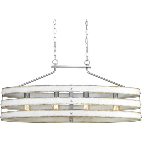 Gulliver Collection Four-Light Galvanized Finish Coastal Linear Chandelier Light (P400097-141)