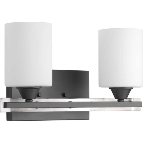 Dart Collection Two-Light Graphite Etched Glass Modern Bath Vanity Light (P300145-143)