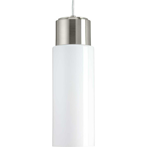 Neat LED Collection One-Light Brushed Nickel Glossy Opal Glass Coastal Pendant Light (P500065-009-30)