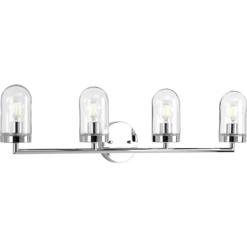 Signal Collection Four-Light Polished Chrome Clear Glass Coastal Bath Vanity Light (P300177-015)