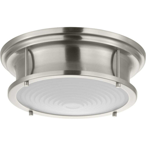Fresnel Lens 12-3/4" 1 Light LED Flush Mount in Brushed Nickel (P350113-009-30)