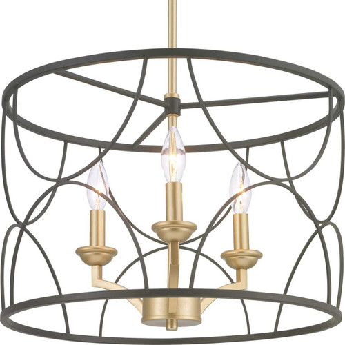 Landree Collection Three-Light Matte Black Luxe Chandelier Light (P400177-031)