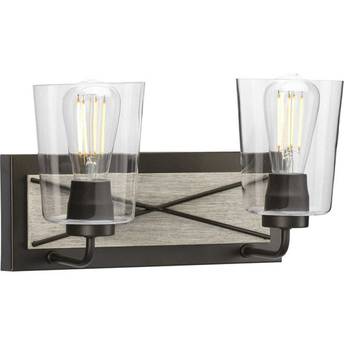 Briarwood Collection Two-Light Graphite Clear Glass Coastal Bath Vanity Light (P300230-143)