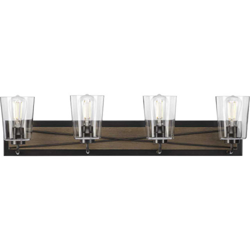 Briarwood Collection Four-Light Antique Bronze Clear Glass Coastal Bath Vanity Light (P300232-020)