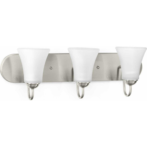 Classic Collection Three-Light Brushed Nickel Etched Glass Traditional Bath Vanity Light (P300235-009)