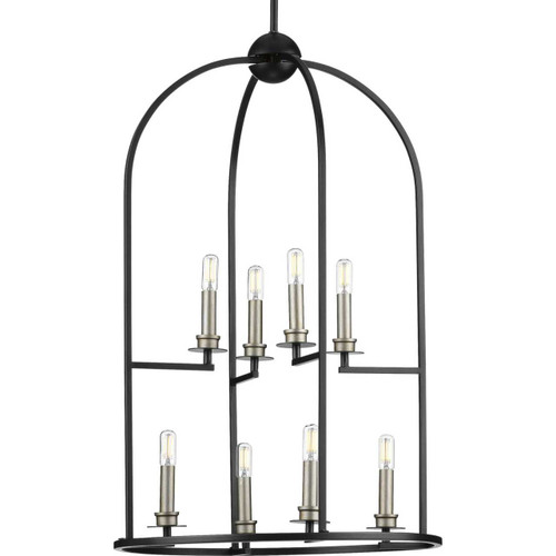 Seneca Collection Eight-Light Matte Black Farmhouse Pendant Light (P500122-031)