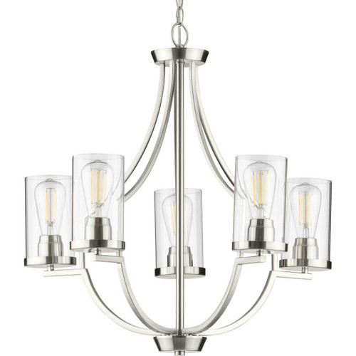 Lassiter Collection Five-Light Brushed Nickel Clear Glass Modern Chandelier Light (P400197-009)