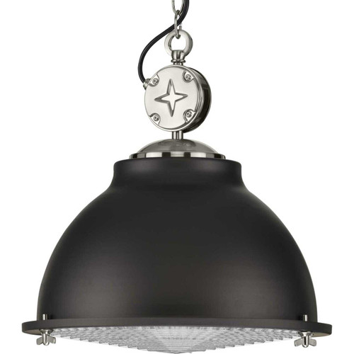 Medal Collection One-Light Graphite Clear Patterned Glass Coastal Pendant Light (P500212-143)