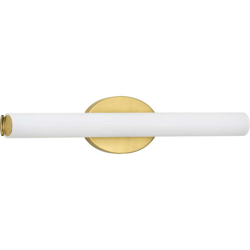 Parallel LED Collection 22" Satin Brass Etched White Glass Mid-Century Modern Bath Vanity Light (P300183-012-30)