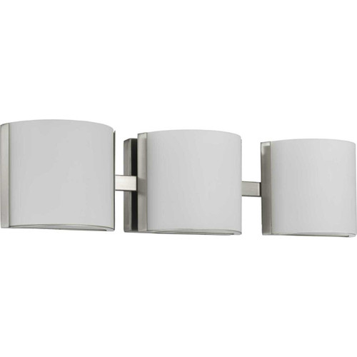 Arch LED Collection Three-Light Brushed Nickel Etched Glass Modern Bath Vanity Light (P300291-009-30)