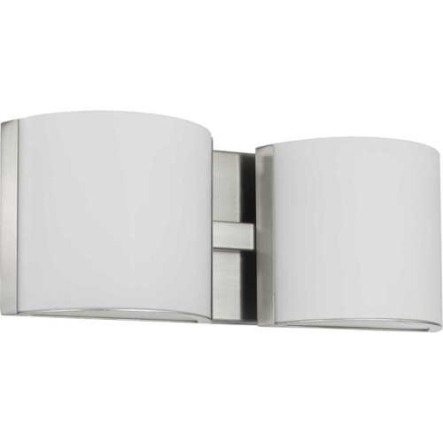 Arch LED Collection Two-Light Brushed Nickel Etched Glass Modern Bath Vanity Light (P300290-009-30)