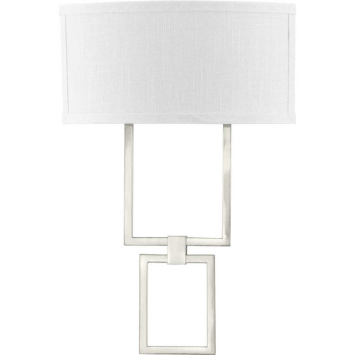 LED Shaded Sconce Collection Brushed Nickel One-Light Square Wall Sconce (P710054-009-30)