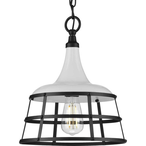 Bastille Collection One-Light White Coastal Pendant Light (P500236-030)