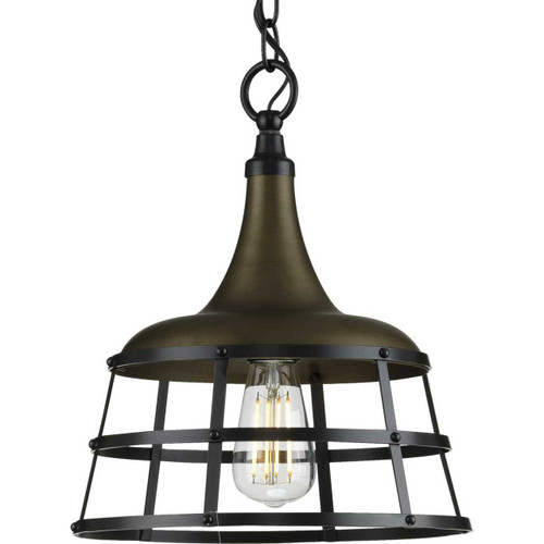 Bastille Collection One-Light Aged Brass Coastal Pendant Light (P500236-161)