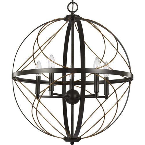 Brandywine Collection Five-Light Antique Bronze Farmhouse Pendant Light (P500287-020)