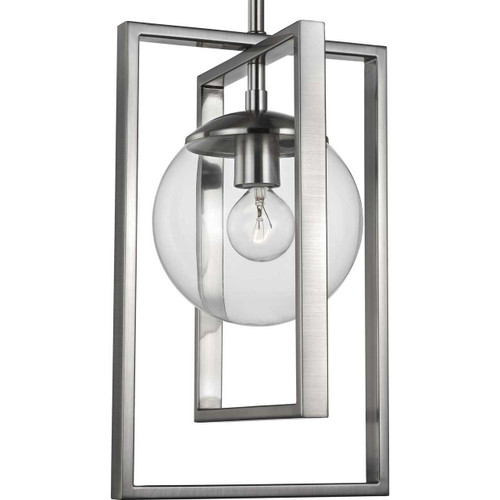 Atwell Collection One-Light Brushed Nickel Clear Glass Luxe Pendant Light (P500283-009)