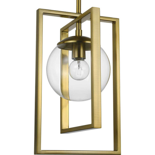 Atwell Collection One-Light Brushed Bronze Clear Glass Luxe Pendant Light (P500283-109)