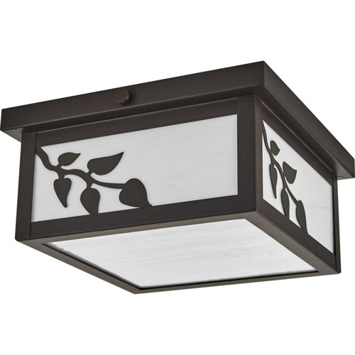 Trellis Collection Antique Bronze Two-Light Outdoor Flush Mount (P550057-020)