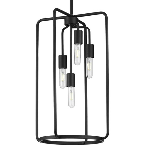 Bonn Collection Four-Light Matte Black Farmhouse Pendant Light (P500224-031)