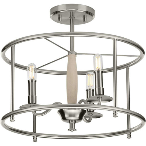 Durrell Collection Brushed Nickel Semi-Flush Convertible (P350150-009)