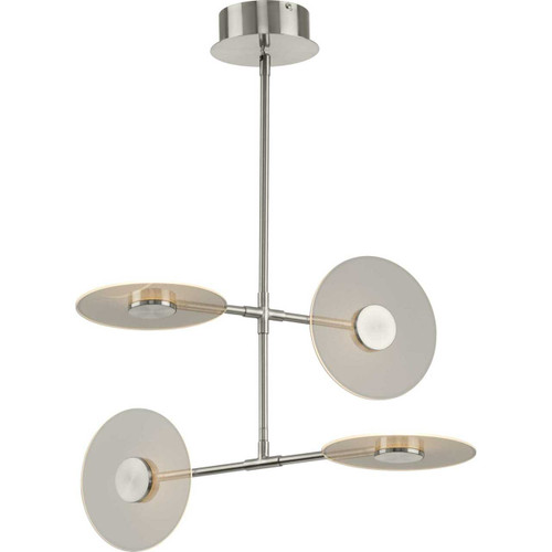 Spoke LED Collection Four-Light Brushed Nickel Modern Style Hanging Chandelier Light (P400255-009-30)