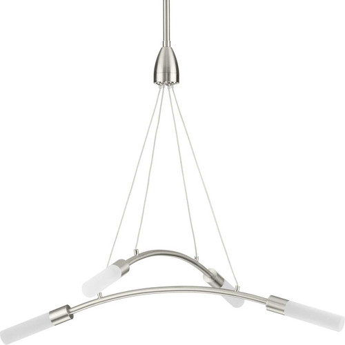 Kylo LED Collection Four-Light Brushed Nickel and Frosted Acrylic Modern Style Chandelier Light (P400262-009-30)