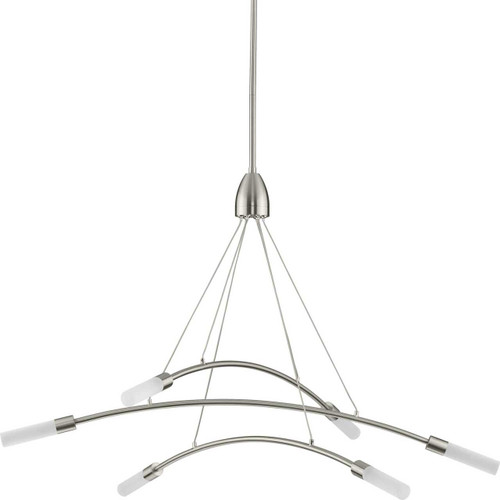 Kylo LED Collection Six-Light Brushed Nickel and Frosted Acrylic Modern Style Chandelier Light (P400263-009-30)