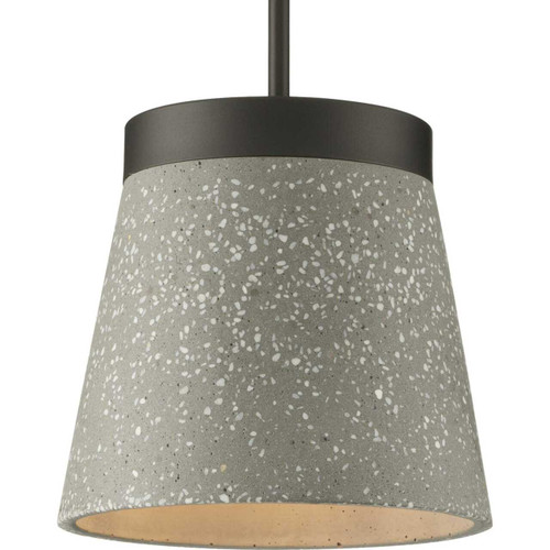 Terrazzo Collection One-Light Graphite and Grey Terrazzo Hanging Pendant Light (P500313-143)