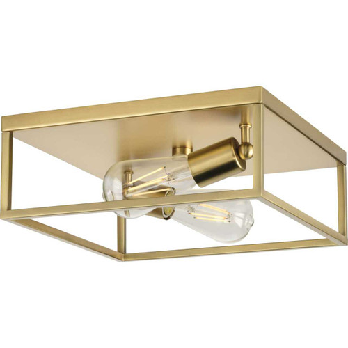 Perimeter Collection Two-Light Satin Brass Modern Style Flush Mount Ceiling Light (P350200-012)
