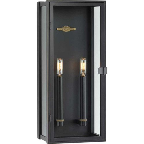 Stature Collection Two-Light Oil Rubbed Bronze and Clear Glass Transitional Style Large Outdoor Wall Lantern (P560269-108)