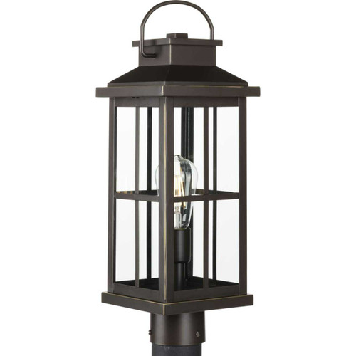 Williamston Collection One-Light Antique Bronze and Clear Glass Transitional Style Outdoor Post Lantern (P540095-020)