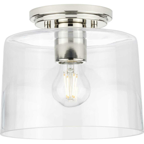 Adley Collection One-Light Polished Nickel Clear Glass New Traditional Flush Mount Light (P350213-104)