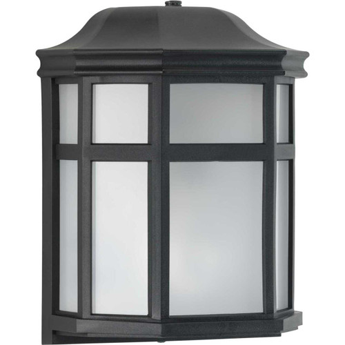Milford Non-Metallic Lantern Collection One-Light Textured Black Frosted Shade Traditional Outdoor Wall Lantern Light (P560283-031-PC)