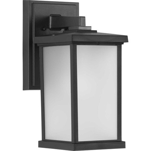 Trafford Non-Metallic Lantern Collection One-Light Textured Black Frosted Shade Traditional Outdoor Wall Lantern Light (P560289-031)