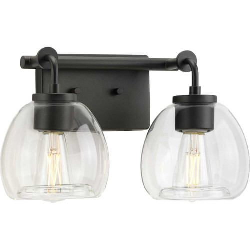 Caisson Collection Two-Light Graphite Clear Glass Urban Industrial Bath Vanity Light (P300346-143)