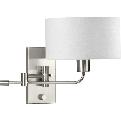 Carrick Collection One-Light Brushed Nickel Summer Linen Shade Transitional Wall Light (P710104-009)