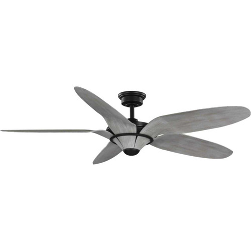Mesilla Collection 60" Five-Blade Gray Weathered Wood/Black Indoor/Outdoor DC Motor Urban Industrial Ceiling Fan (P250073-182)