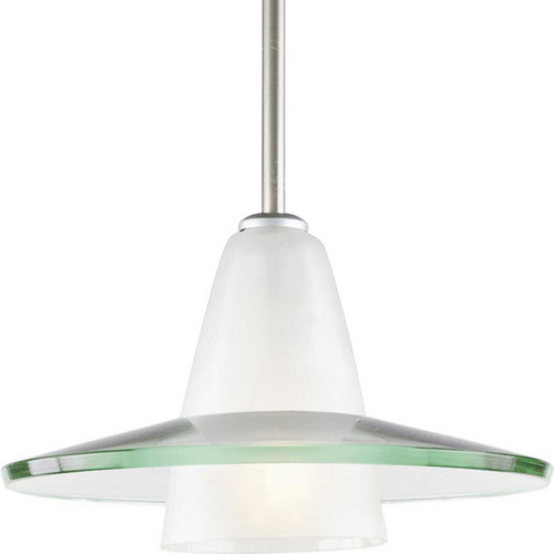 Modern Pendant One-Light Brushed Nickel Clear and Etched Glass Mini-Pendant Light (P5011-09)