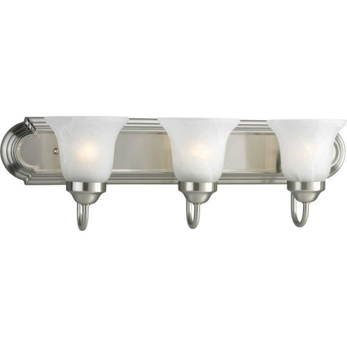 3-Lt. Brushed Nickel Fluorescent Bath Light With Bulb (P3053-09EBWB)