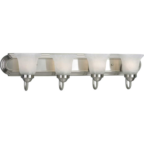 4-Lt. Brushed Nickel Fluorescent Bath Light With Bulb (P3054-09EBWB)