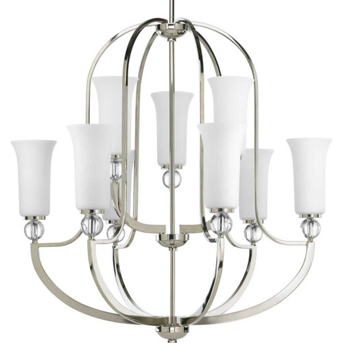 Elina 9 Light, 2-Tier Chandelier in Polished Nickel (P4652-104)