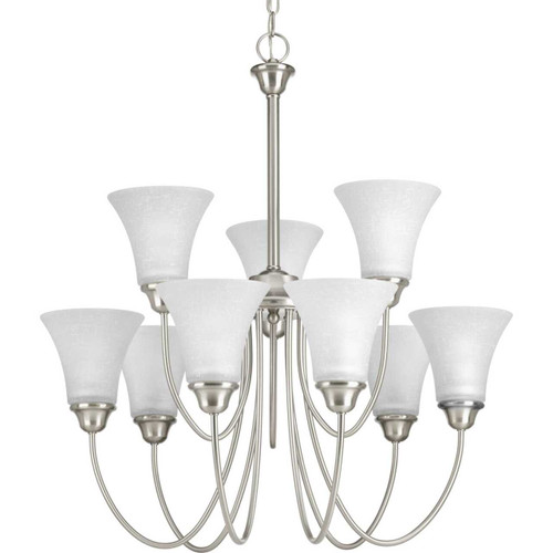 Tally 9 Light, 2-Tier Chandelier in Brushed Nickel (P4743-09)
